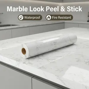 Thickened Self-Adhesive Oil-Proof Sticker, Marble Pattern Kitchen Countertop Wallpaper, Waterproof Heat Resistant Peel & Stick Wall Decal for Stove, Cabinet, Table, Furniture Renovation