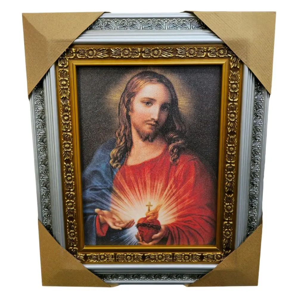 Sagrado Corazon de Jesus 19"wide×23"Tall  Picture Frame 25721 Brand New Religious Decor Santo Catholic Sacred Heart of Jesus