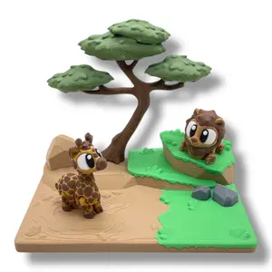 Safari Adventure Savana Habitat – Lion and Giraffe Animal Set