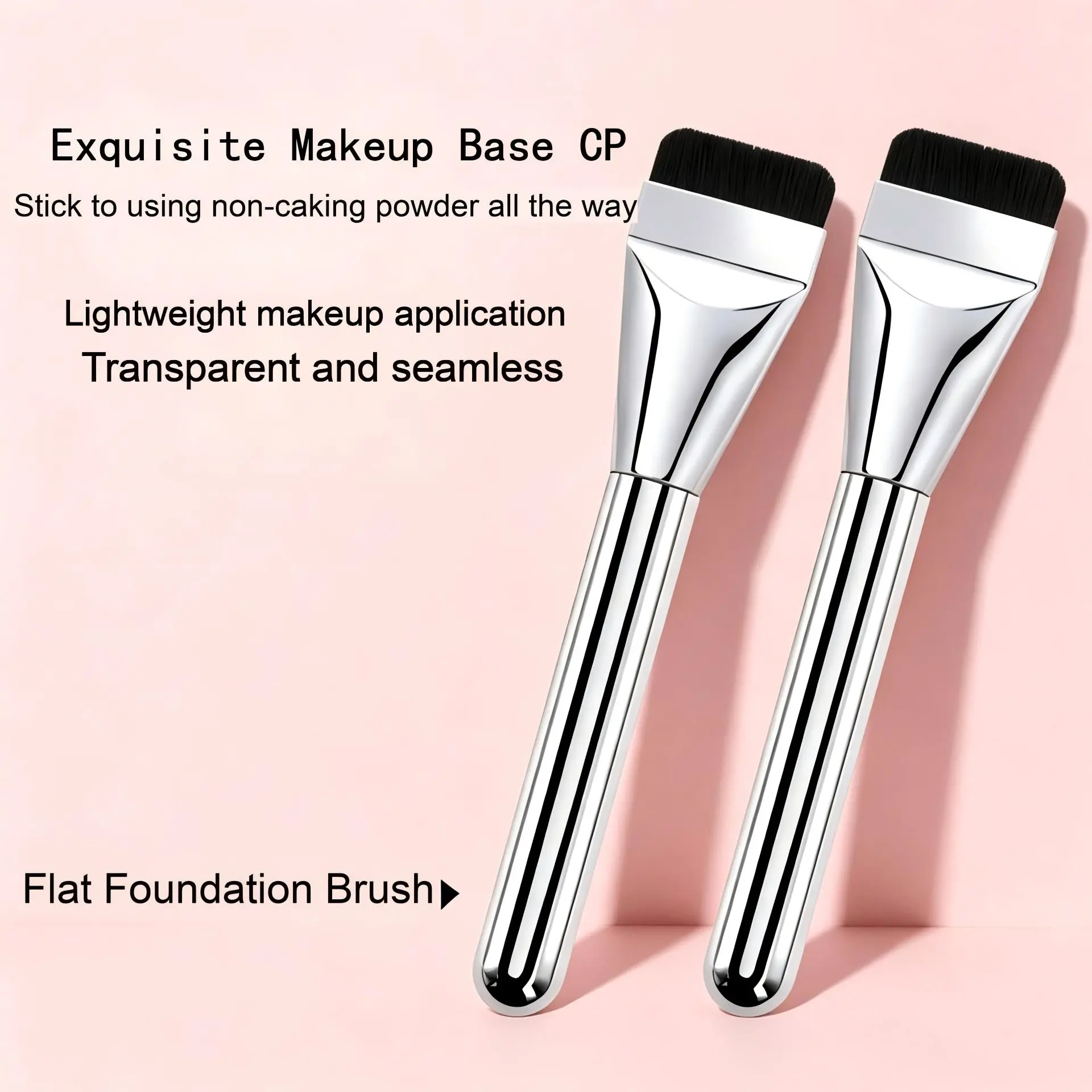 Flat Top Foundation Brush, Wide Single-Stroke Liquid Foundation Makeup Brush, Streak-Free Flawless Base Makeup Brush, Professional Metal Handle Cosmetic Face Brush for Women Daily Makeup blush