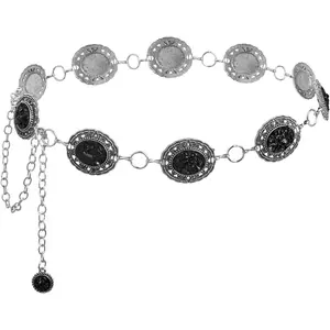 Western Concho Chain Belt Women Cowgirl Turquoise Boho   Metal  Chain Belt for Dresses Jeans