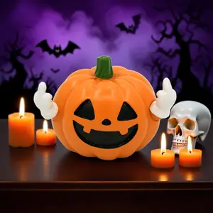 Mini Orange Pumpkin Decor with Funny Middle Finger Design – Perfect for Halloween, Fall, Thanksgiving & New Year | Desk Decoration