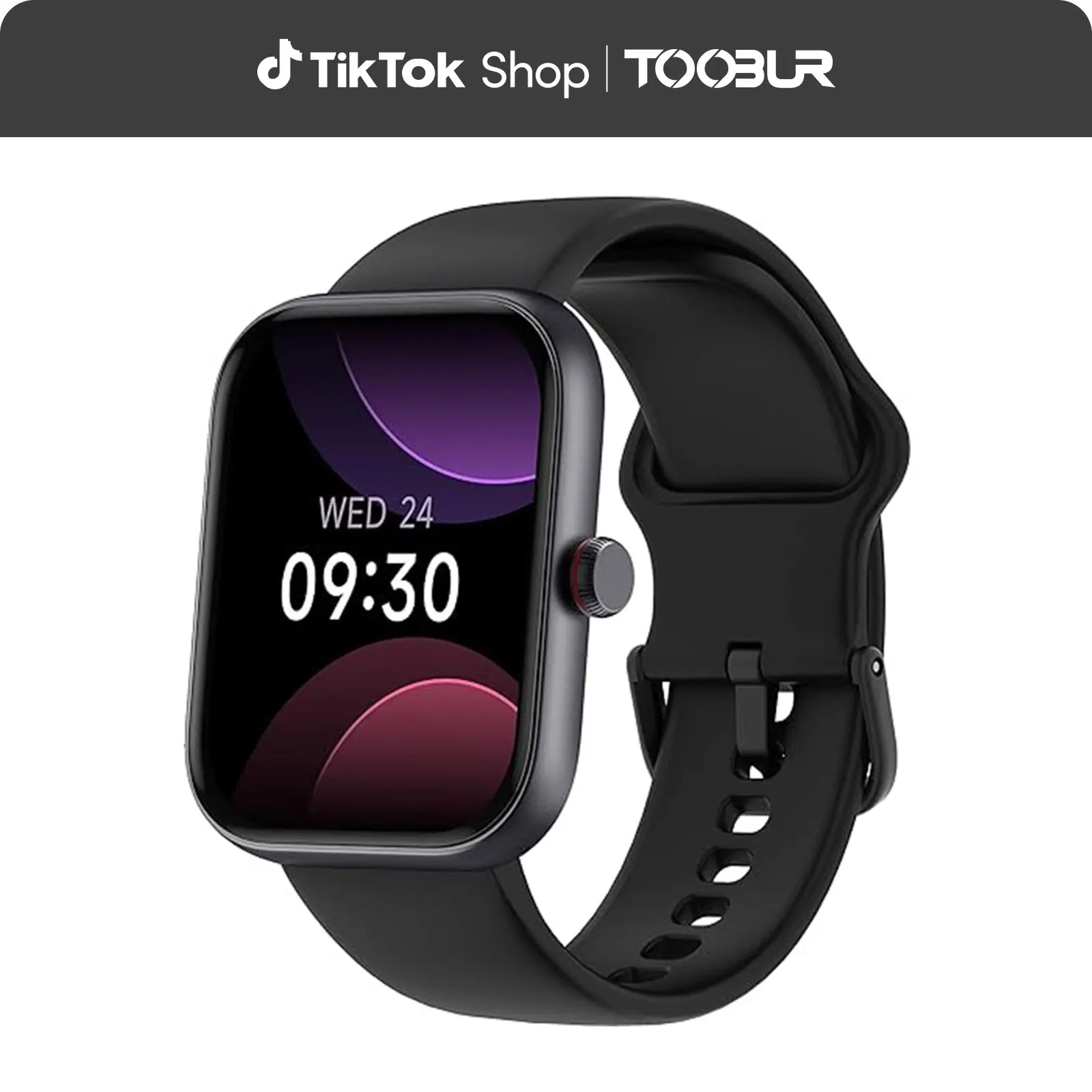 TOOBUR Women's 1.91" HD LCD Touchscreen Smart Watch - Wearable Wristwatch with Alexa, IP68 Waterproof, 100 Sports Modes, Heart Rate Monitor, Sleep & Calorie Tracker, Voice Control, Music Player for Android iOS (Black)