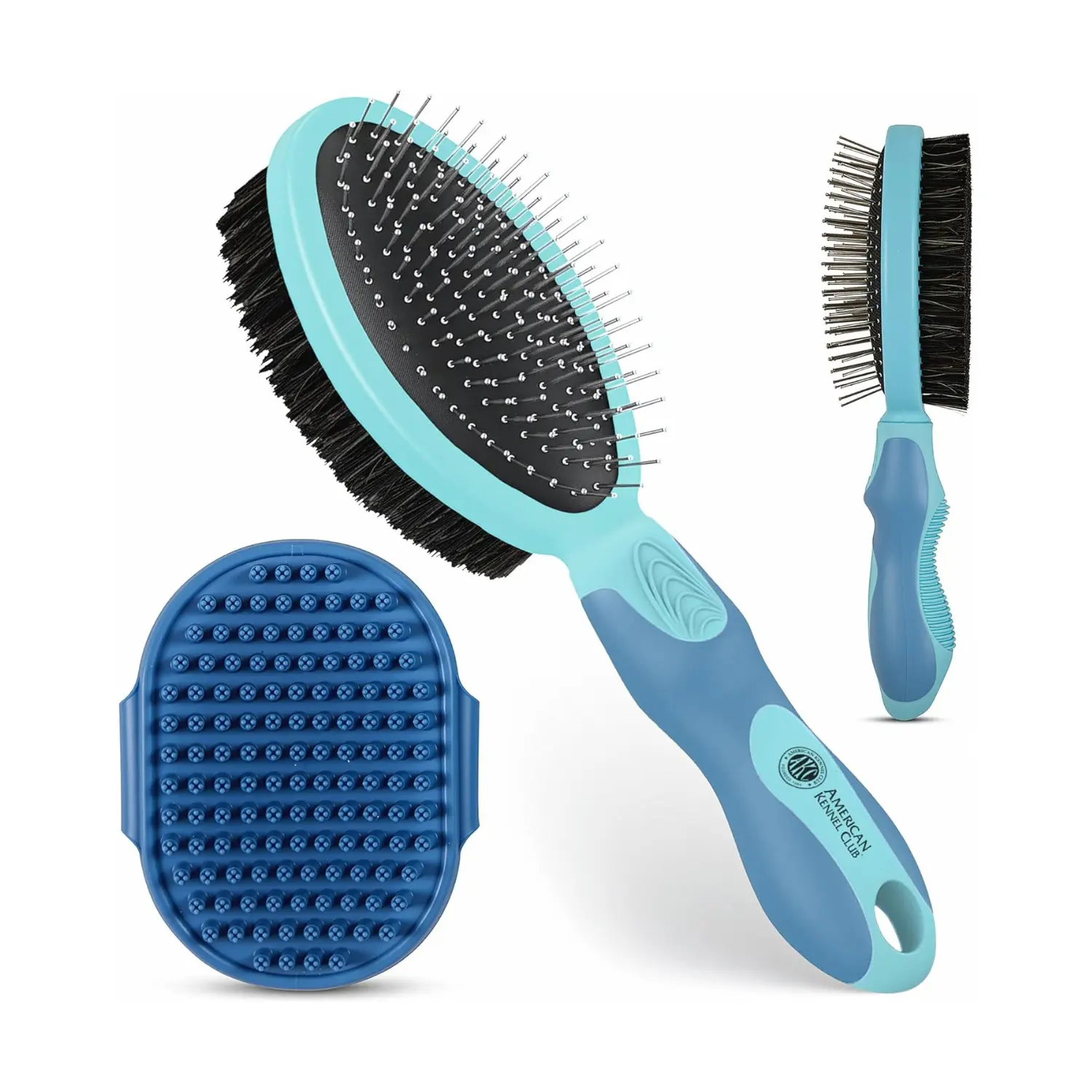 American Kennel Club Double-Sided Dog & Cat Grooming Brush – Deshedding & Detangling Pet Brush for All Coat Types