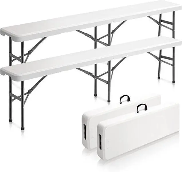 6 feet Plastic Folding Bench,Portable in/Outdoor Picnic Party Camping Dining Seat, Garden Soccer Multipurpose Entertaining Activities, 1 Pack & 2 Pack,dorm essentials,home decor