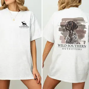 German Shorthaired Pointer Hunting Dog T-Shirt, Simply Printed Graphic Shirt, Daily Casual Cotton Womenswear