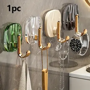 Luxury Adhesive Hook, Punch-Free Wall-Mounted Hanger, Multi-Functional Hook for Clothes, Towels & Robes, Bathroom Accessory, Home Decor