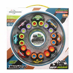 8Pcs Random Pull Back Off-Road Monster Trucks | Die-Cast Metal Toy Cars Set for Kids Friction Powered Monster Truck Set