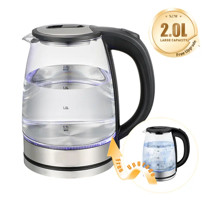 1.8L Electric Stainless Steel Hot Water Kettle - Modern, Wide Mouth, Easy to Clean Family Use Kitchen Appliance with LED Light, Auto Shut-Off, Boil-Dry Safety, Glass-Steel Thermo Pot & Teapot Strainer (1,000-2,000 ml Capacity)