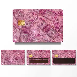 4Pcs In 1 Pink-Dollar Card Skin Sticker For Transportation, Key, Credit, Debit Card Skin-Protecting and Personalizing Bank Card-No Bubble, Slim, PVC Material