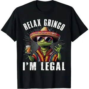shirts - Cotton Short Sleeve Relax Gringo I'm Legal Mexican Lizard Funny T-Shirt for Men Women