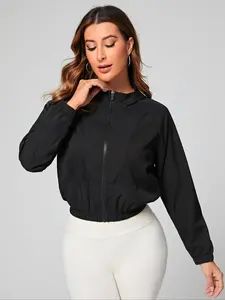 Sport Studio Women's Athletic Jacket with Zipper Closure, Drop Shoulder Design and Stretch Hem, Fashionable Activewear for Active Women, Sculpted Sports Jacket