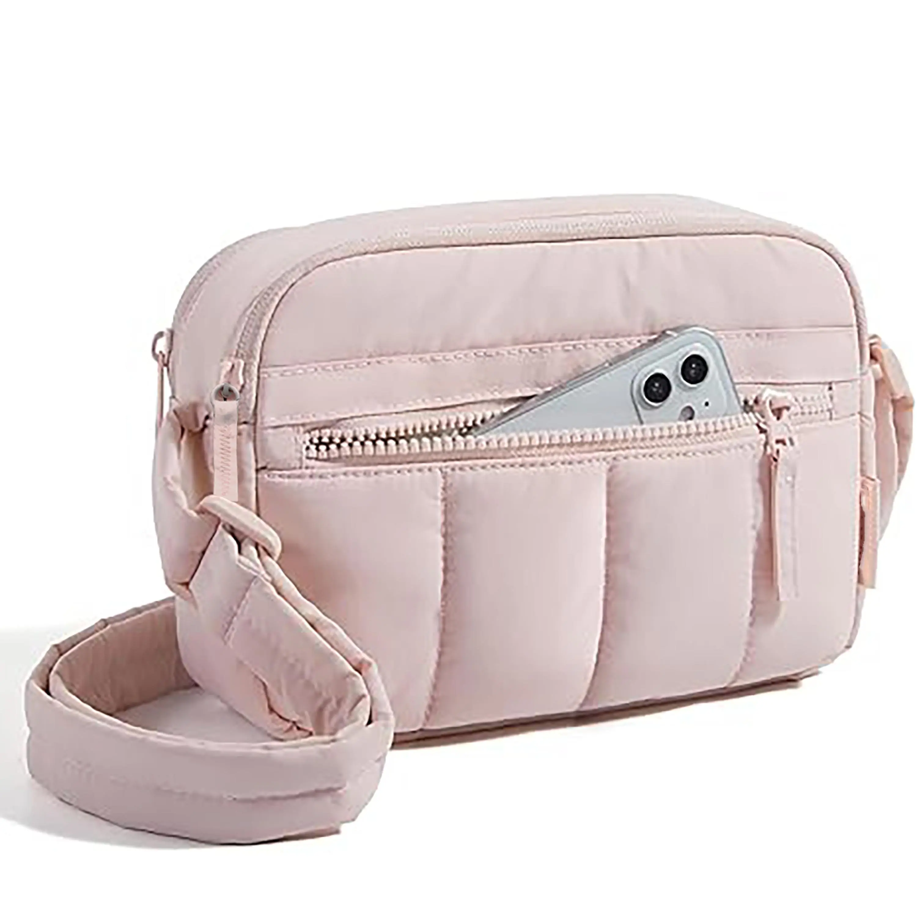 Five-season home crossbody purse, mini crossbody bags for women travel purse, puffy shoulder handbag wallet with RFID blocking slots, baby pink small crossbody bags for women Fashionable Patterned Bag