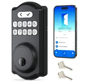 Keyless Entry Door Lock with Keypad Smart Deadbolt forFront Door with 2 Keys Auto Lock biometric fingerprint knob handle security coupler one-touch anti-theft electronic child safety childproof reinforcement lock geek door knob padlock bottle