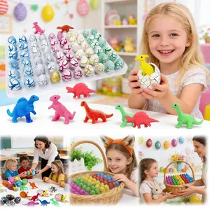 60PCS Small Hatching Dinosaur Eggs for Dinosaur Birthday Party Favors Easter Egg Fillers Goodie Bag Stuffers Classroom Carnival Prizes Pinata Novelty Grow in Water Dino Eggs with Toys Inside