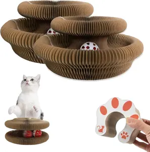 【Already have 10K favorites】Deformable Magic Cat Scratch Board  Indoor and outdoor interactive play toys for cats and dogs foldable Cat Scratcher with Bell, Durable Cat Scratching Toy Funny cat scratching toys Pet supplies Save money cute cat toy gifts