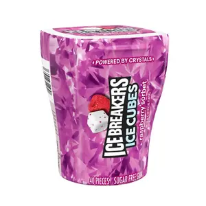 4x Ice Breakers Cubes Raspberry Sorbet Chewy Candy - Refreshing Sweet Treat Snack 3.24oz