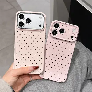 2pc Polka Dot Metal Frame Protective Phone Case Cover for iPhone 17/12/11/16/16 Pro Max/13/14/15/15 Pro/15 Pro Max/16 Pro/XS Max/XR, Classic Transparent Color