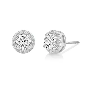 EAMTI 925 Sterling Silver Stud Earrings for Women Round Cut Cubic Zirconia CZ Stud Earrings Hypoallergenic