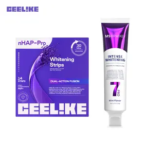 CEELIKE nHAP-Pro Whitening Teeth Strips (14 Strips / 7 Sessions) + Cheek Retractor & Toothpaste Set | 5% Hydroxyapatite + 8% PAP Formula · At-Home Brightening · Deep Teeth Cleaning