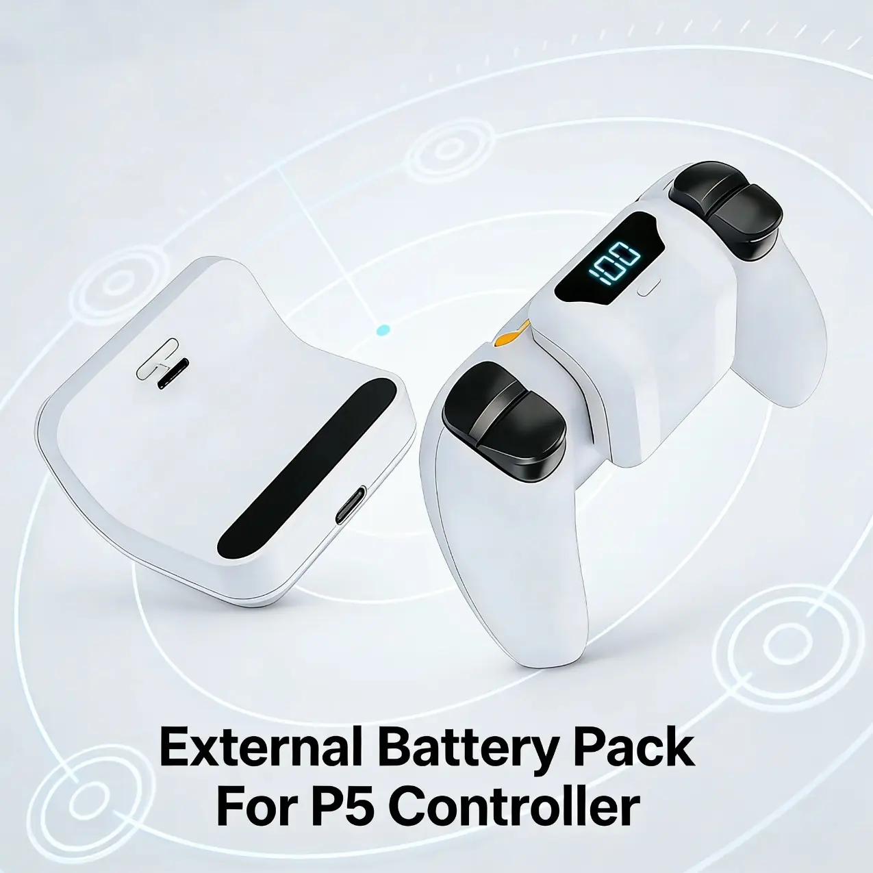 Portable Rechargeable LED Display Back Clip Battery for Ps5 Controller, 1800mah Polymer Battery, 6-8 Hours Gaming Time, Ideal Ps5 Gift, Gaming Controllers