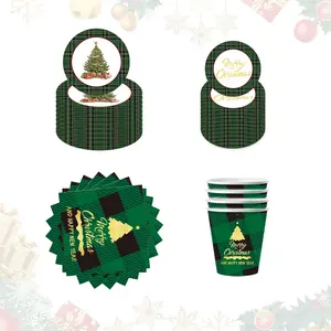 50 PCS Party Supplies Disposable Paper Tableware for Decorations for Merry Christmas Serves10