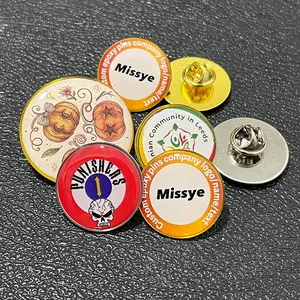 BOC 10pcs/lot Custom logo/picture/photo/name/text epoxy domed pins personalized metal badges lapel pins