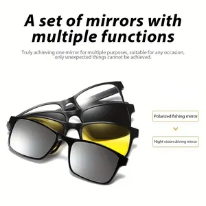 Multifunctional Outdoor Sports glasses with 3Interchangeable Magnetic Clip-On Lenses -Polarized UV400 Protection & Night VisionGoggles for Driving Fishing Hiking Cycling