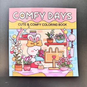 Comfy Days Coloring Book, Flower Shop Theme Coloring Book, Stress Relief Coloring Book, Watercolor Paint Book, DIY Painting Supplies for Daily Leisure