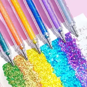 48 Color Glitter Jelly Pen Journal Highlighter, Sparkling Pearl Sand Fluorescent Hand Accountant Pen, Non-Battery Included