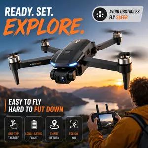 GPS Drone with Camera for Adults - Portable Folding Drone with Navigation, Obstacle Avoidance, Smart Follow Me, Auto Return Home, Screen Controller for Travel, Outdoor Gadgets