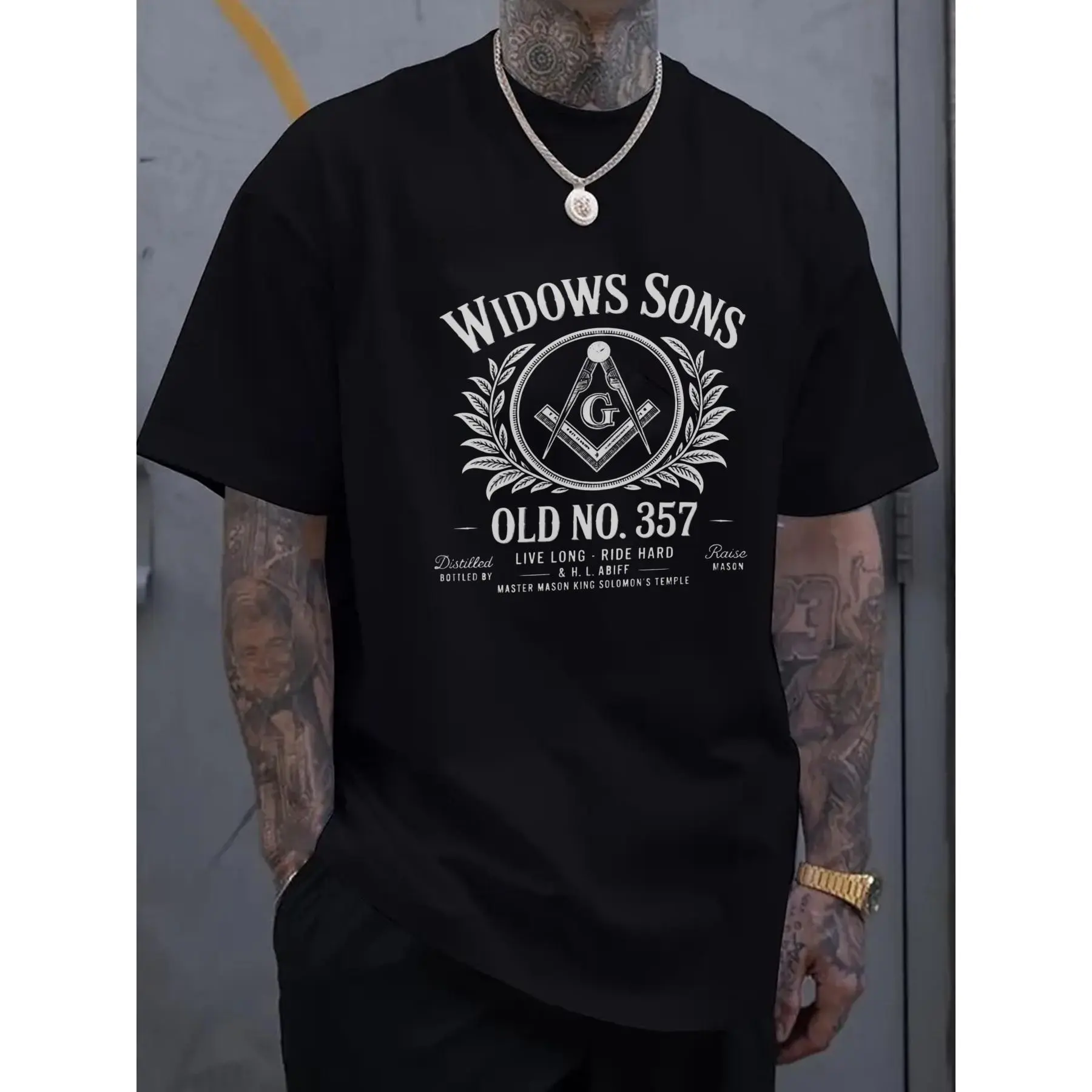 Widow's Son Freemason Short-Sleeve Casual Round Neck T-Shirt, Sports Top for Outdoor Activities