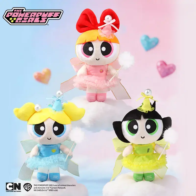 The Powerpuff Girls Princess Evening Dress Plush Keychain Bag Charm | Ultra-Cute Y2K Aesthetic Plushie Accessories for Girls, Bestie Gift & Bag Decor, Purse & Gift (Blossom, Bubbles, Buttercup)