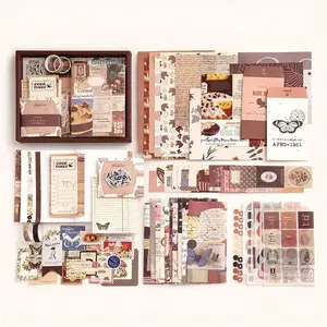 Vintage Warm Series Simple Style Hand Account Gift Box Set, Artistic Girl Heart Hand Account Material Combination Student Gift, Journal Kit Set