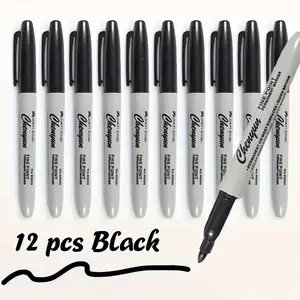 Set of 12/24 Fine Tip Permanent Markers, Non-Toxic Fast-Drying Multi-Color Set, Ideal for Classroom, Office, Home, Art, Craft Projects
