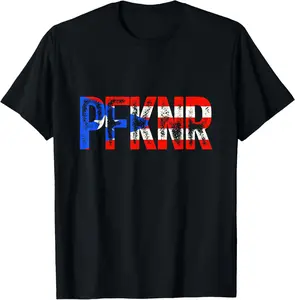 Women's 100% Cotton PFKNR Vintage Puerto Rico Boricua Root Flag T-Shirt, Premium Unisex Comfortable Light Fit Short-Sleeve Fabric Casual Top