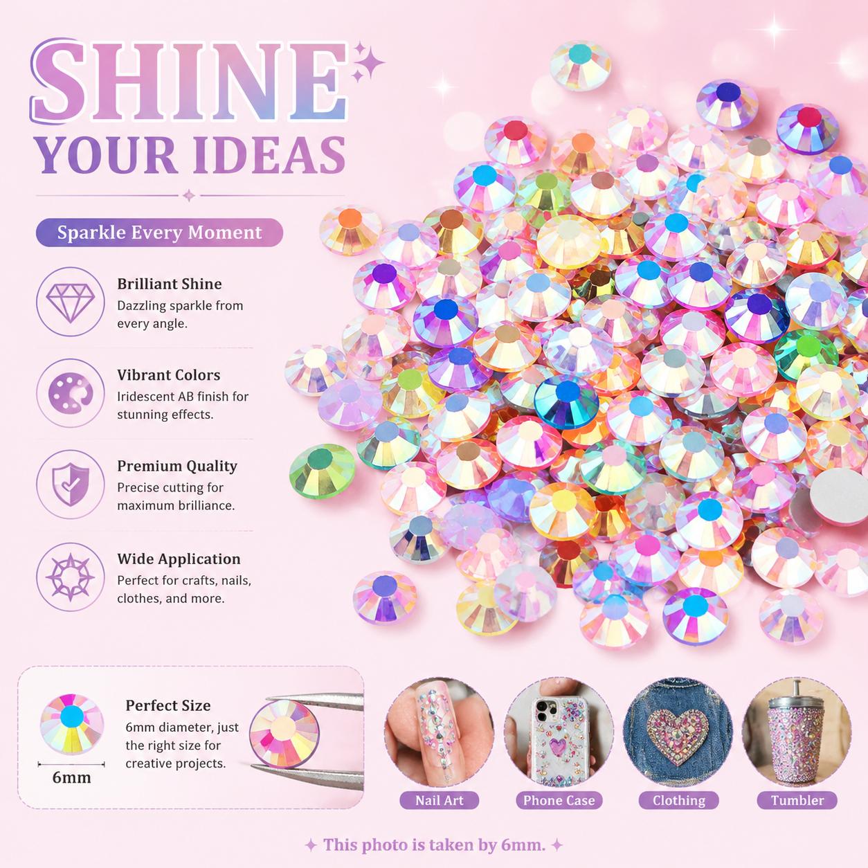 TQIGWRB 3mm Ab Coating Long Sparkle Resin Rhinestone Bedazzling Kit (36,000Pcs) with Tweezers & Gifted Tools, Nail Art Supplies Bling Rhinestone Decoration for DIY Crafts Clothing Tumblers