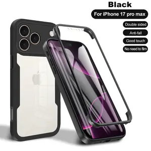 For iPhone 17Pro Max 16Pro 15 14 13 12 Pro Max 16Plus Phone Case [Built-in Screen Protector] [Military Grade Shockproof] 360 °   Full Body Clear Rugged Protective Cases Cover for iPhone 17 Pro.Full Black