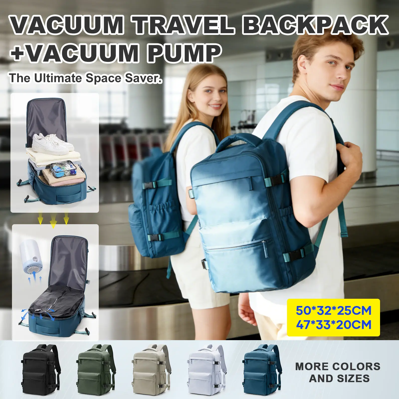COOWOZ Carry On Vacuum Travel Backpack for Women Men,Large Airport Backpack With Shoe Compartment,Airplane Laptop Backpack