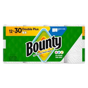 Bounty Double Plus 12-Count Select-a-Size Paper Towels - 2x More Absorbent Durable Diamond Texture for Everyday Spills & Tough Projects - Sheets, Pack