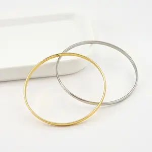 FWJ- STAINLESS STEEL- 1 PIECE- 3MM PLAIN BANGLE BRACELET