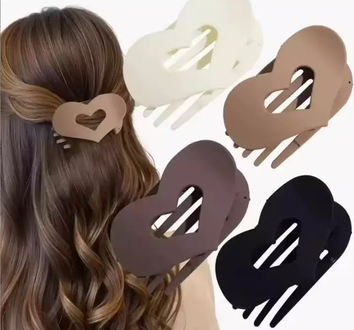 Flat Medium Claw Clips, 4-Piece Matte Set for Thick and Thin Hair, Cute and Comfortable Fashion Hair Accessories for Women, Cute Hair Clips