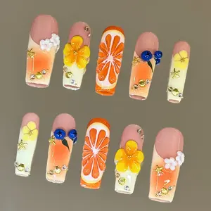NailVesta APRICOT CREAM – 100% Handcrafted 3D Press-On Nails | Reusable, Long-Lasting, Salon-Quality black lace nail art nail art