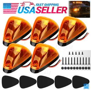 5X Amber LED Cab Roof Marker Lights Kit For 1999-2016 Ford F250 F350 F450 Super Duty F550 F750 E150 E250 E350 E450