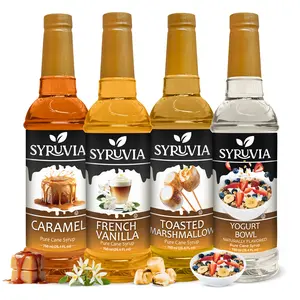 Syruvia Dessert Lover’s Variety Pack – Caramel, French Vanilla, Toasted Marshmallow & Yogurt Bowl Flavored Syrup – Perfect for Coffee, Desserts & More – 25.4 Fl oz (4 Pack)