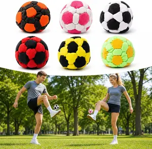 Crochet Footbag Set, Geometric Soccer Pattern Knitted Footbag for Adults, Hand-Woven Kick Bags for Juggling, Freestyle Sports & Outdoor Coordination Training