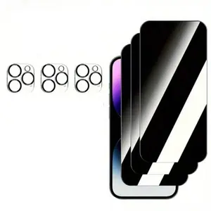 3pcs Privacy Protection Phone Screen Protector +3pcs Camera Lens Film Protector For IPhone, Private Screen Protector For iPhone 12/12Pro/12/13/14/15 Pro/16/16e/16Pro Max
