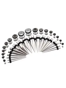 36pcs Stainless Steel Ear Taper Kit, Ear Gauges & Stretching Expander Set, Ear Piercing Tool for Ear Plugs & Tunnels Jewelry, Body Piercing Jewelry 14g-00g