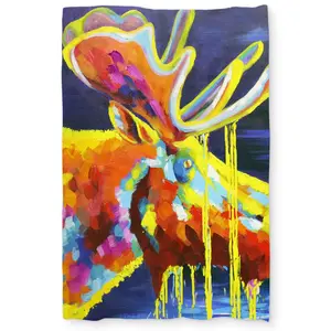 Begin Home Decor C1DCTXLWI2QXTK Color Bleeding Moose Twin Size Extra Long Duvet Cover - Wildlife Home Decor