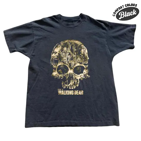 The Walking Dead Zombie Skull Vintage Comfort Color Shirt, Horror Skull Shirt, Gamer Gift for Men, Gift for Women, Crew Neck T-shirt, Trending T-shirt